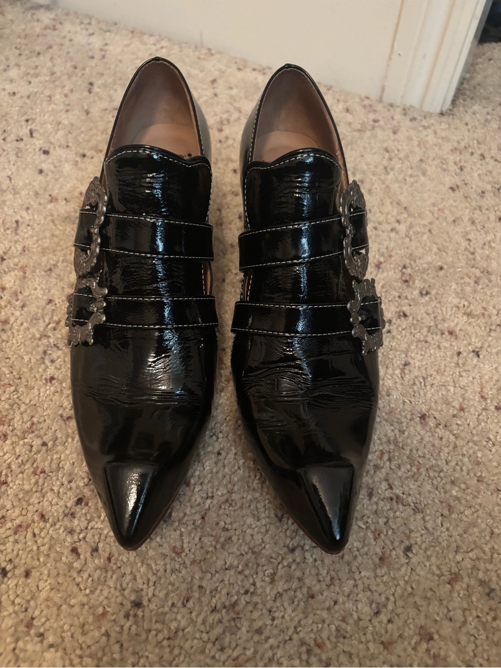 John fluevog CLASSY STROZZI BUCKLED LOAFER HEELS 8 swordfish - Picture 3 of 6